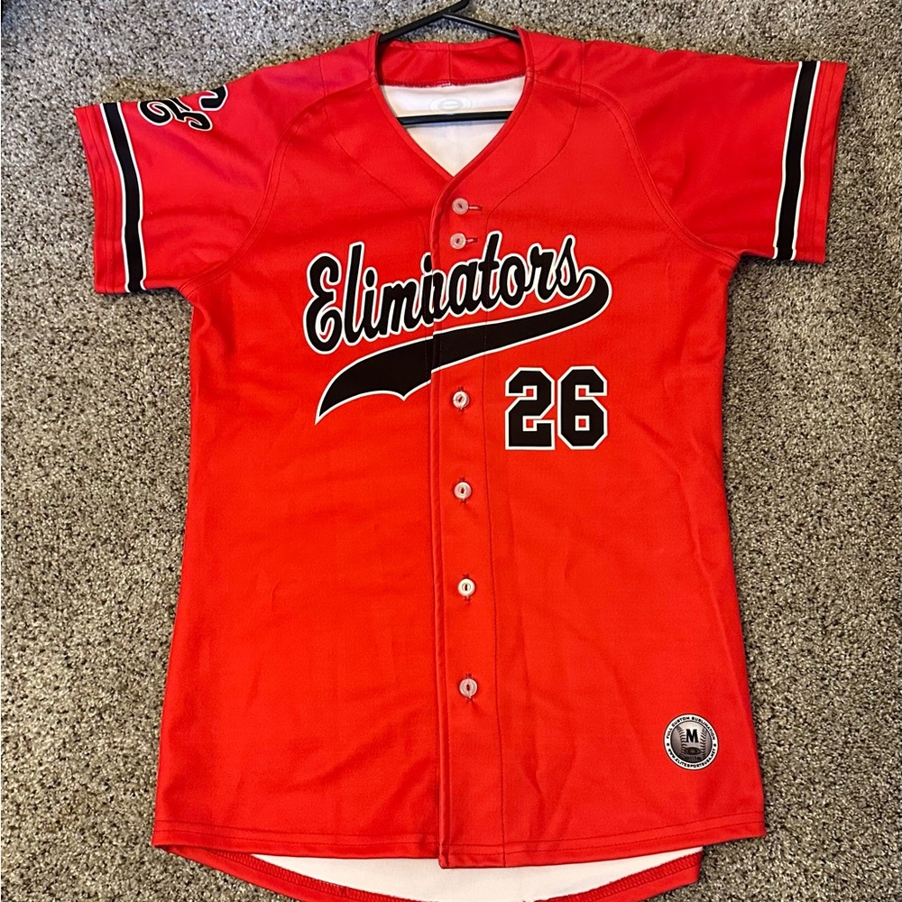 Elite Sports Women’s Red Baseball Jersey with Black and White Accents